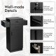 Salon station storage cabinet in black with pull-out drawers, 6 hair dryer holders, and durable metal hinges for.