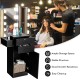 Salon station storage cabinet in black with ample storage, 6 hair dryer holders, and a stylish design for beauty.