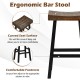 29-inch solid wood bar stool featuring a curved seat surface and comfortable footrests for optimal sitting comfort.