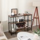 Industrial wine rack cabinet in brown with 3 shelves, 15 bottle capacity, and built-in charging station for versatile.