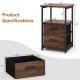 Dimensions of the 3-tier retro nightstand with open shelf and 2 fabric drawers, suitable for various room settings.