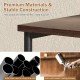 Close-up of the 3-tier retro nightstand showcasing the walnut finish, sturdy metal frame, and removable fabric drawers.