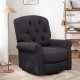 Recliner chair in black with tufted design, side pocket, and remote control for elderly comfort and support.
