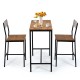 Bar table set with two stools in black, featuring a wood grain tabletop and ergonomic backrests, perfect for dining or.