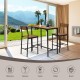 Bar table set with two stools in a stylish design, featuring a wood grain finish and ergonomic backrests for comfort.