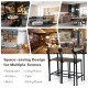 3-piece black bar table set with 2 stools, featuring ergonomic backrests, ideal for dining rooms and cafes.