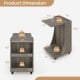 C-shaped rolling end table in gray with 2-tier shelves, ideal for small spaces and versatile use beside a sofa.