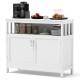 White kitchen buffet server sideboard with 2 doors, open shelf, and adjustable storage for versatile home use.