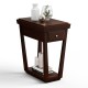 Classic end table in dark rubber wood with a drawer and bottom shelf, ideal for living room or bedroom organization.