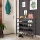 5-tier metal shoe rack with adjustable feet, sturdy frame, and ample storage for 16-20 pairs, ideal for entryway use.