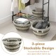 Natural canes grass baskets set of 3 with hollowed handles, stackable design for convenient storage and organization.