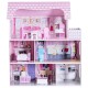 28-inch pink dollhouse featuring 5 rooms, balcony, and 8 pieces of colorful furniture for imaginative play.