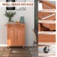 Wooden kitchen rolling storage cabinet with stainless steel top, featuring a drawer, shelves, and 4 casters for.