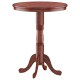 42-inch wooden round pub pedestal side table with chessboard design, sturdy solid wood, ideal for dining or bistro use.