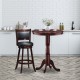 Mid-century style wooden pub table with chessboard top, featuring a sturdy pedestal and elegant design for any space.