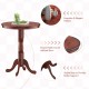 Round wooden pub pedestal side table with chessboard design, sturdy base, and elegant mid-century style for versatile.