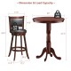 42-inch wooden round pub pedestal side table with chessboard top, featuring a thickened surface and sturdy construction.