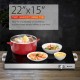 Electric warming tray with a 22"x15" heat-resistant glass top, adjustable temperature, ideal for buffets and family.