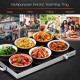 Electric warming tray with adjustable temperature, spacious glass top, ideal for buffets and parties.
