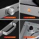 Adjustable temperature knob and power indicator of the 22 x 14 inch electric warming tray for safe and easy use.
