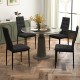 Set of 4 ergonomic fabric dining chairs with high backrest and upholstered cushions, perfect for dining rooms or.