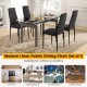 Set of 4 modern linen fabric dining chairs with high backrest and cushioned seats, ideal for kitchen or dining room use.