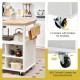 Kitchen island trolley cart with a rubber wood countertop, adjustable shelves, and 360° swivel casters for easy.