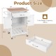 Rolling kitchen island cart with rubber wood countertop, pull-out drawer, and towel rack; measures 35.5" high and 24".