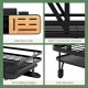 Close-up of the anti-slip feet and anti-falling design of the black 2-tier collapsible dish rack with removable drip.