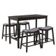 5-piece dining set featuring a bar table and 4 upholstered stools with rubber wood legs, ideal for dining rooms and.