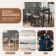 5-piece dining set featuring a bar table and 4 upholstered stools, perfect for dining rooms and kitchens.