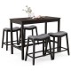 5-piece dining set featuring a bar table and 4 upholstered stools with rubber wood legs, perfect for dining rooms or.