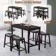 5-piece dining set featuring a bar table and 4 upholstered stools, designed for space-saving and modern dining.