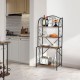 4-tier industrial kitchen baker's rack with open shelves, featuring a reinforced X-bar and non-slip foot pads for.