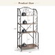4-tier industrial kitchen baker's rack with open shelves, featuring a light brown finish and sturdy steel frame for.