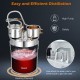 5-gallon water alcohol distiller with boiler pot, thumper keg, and condenser for DIY whisky and fruit wine production.