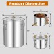 Detailed dimensions of the 10 Gal water alcohol distiller, showcasing the boiler pot, thumper keg, and condenser.