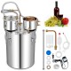 Stainless steel 10-gal alcohol distiller with boiler, thumper keg, and condenser for DIY whisky and fruit wine.