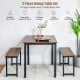 Dining table set featuring a brown table and two benches, ideal for small spaces in kitchens or dining rooms.