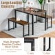 3-piece dining table set with 2 benches in brown, featuring a compact design for kitchens and small spaces.