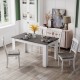 47-inch dark gray dining table with four chairs, perfect for small spaces like kitchens and dining rooms.