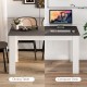 47-inch dark gray dining table suitable for small spaces, versatile for dining or as a computer desk.