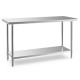 Stainless steel kitchen prep work table, 24 x 60 inches, with adjustable undershelf and galvanized metal legs for.