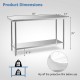 Stainless steel kitchen prep work table measuring 24 x 60 inches with adjustable undershelf, ideal for restaurant use.