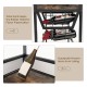 3-tier industrial buffet serving cart with wine rack, guardrails, and removable tray for versatile kitchen storage.
