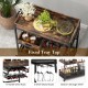3-tier industrial buffet serving cart with wine rack, featuring a fixed tray top and spacious storage for bottles and.