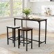 Counter-height dining table with 2 bar stools in gray, perfect for small spaces and versatile use in dining or.