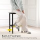 Counter-height bar stool with built-in footrest, gray finish, designed for comfort and space-saving in dining areas.