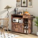 Rolling kitchen island cart in rustic brown with drop leaf, wine rack, and multiple storage options for versatile use.