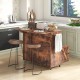 Rolling kitchen island cart in rustic brown with drop leaf, wine rack, and open shelves for versatile storage and.
